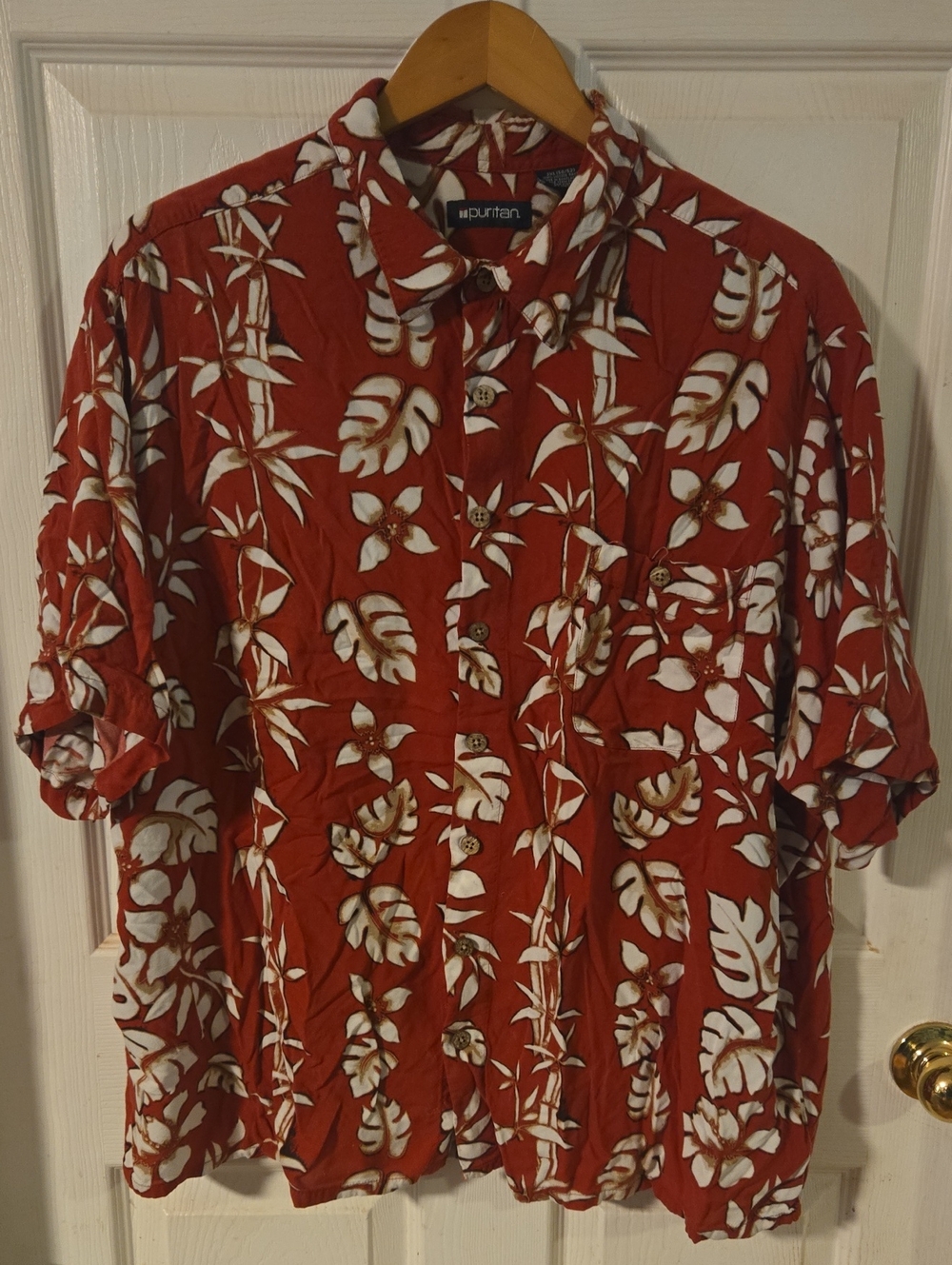Puritan Tropical Print Short-Sleeve Button-Up Shirt